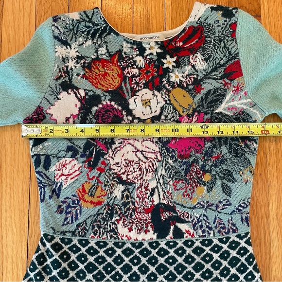 Aldo Martins Anthropologie Flowerpot Floral Sweater Dress Wool Blend Size Small - Picture 14 of 16
